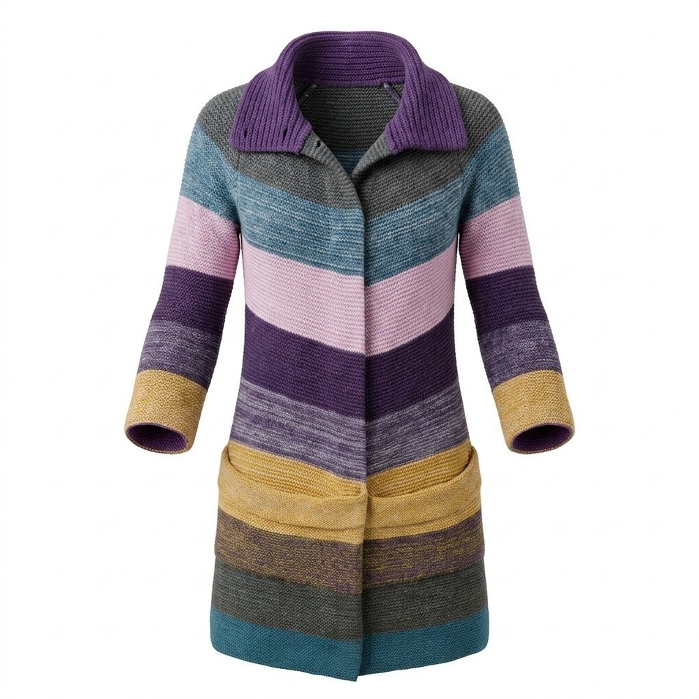 Theory Floriane Cardigan Women S Striped Mohair Cashmere Long Sweater MultiColor